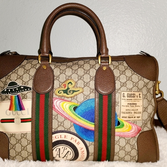 GUCCI Brown/Beige Soft GG Supreme Canvas Courrier Duffle Limited Edition - Picture 4 of 11